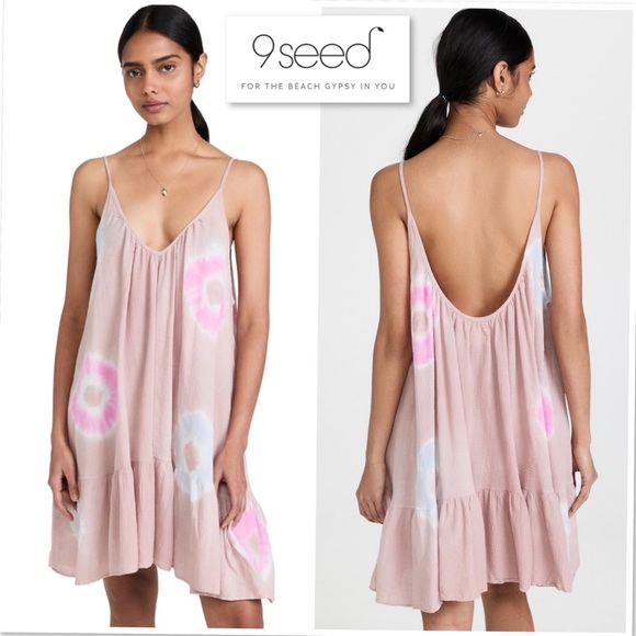 9seed St Tropez Solstice Tie Dye Dress Tiered Beachwear Cotton Gauze Boho Sun OS - Picture 2 of 16